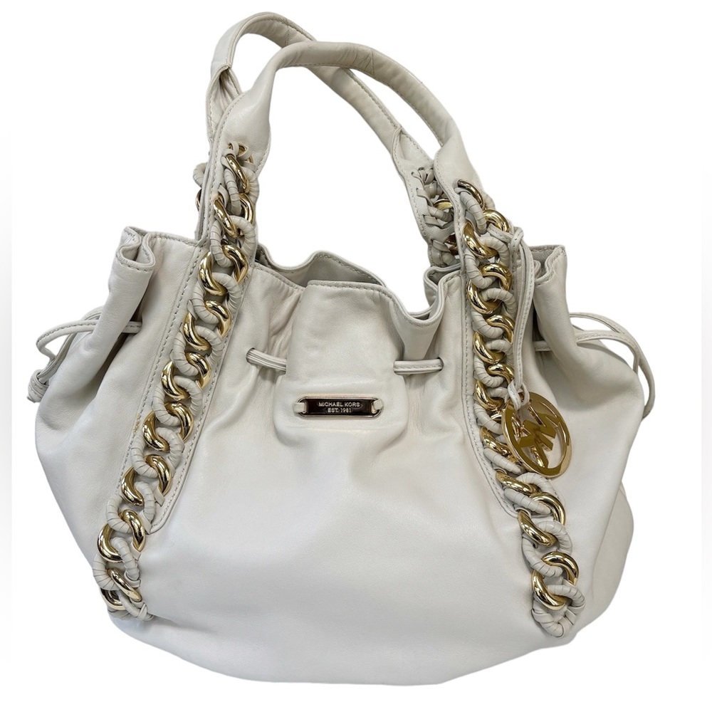 Michael Kors Large Ivory Leather Shoulder Bag